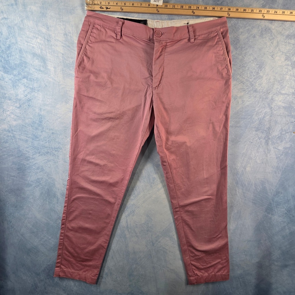 Armani Exchange Slim Fit Chino Pants Mens 34S Dusty Rose Pink Cotton Stretch